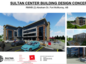 Concept art for a medical center at Abraham's Land, proposed by Sultan Management Group.
