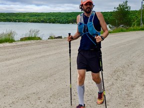 Steve Kenny completed a 12-day, south-to-north 900-kilometre hike of the Bruce Trail Wednesday, June 24, 2021. (Supplied)