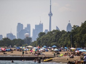 Summer crowds at the eastern end of the Beaches area in Toronto on Saturday July 18, 2020.