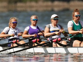 Dublin's Elisa Bolinger (second from left) is a member of Canada's U23 women's quad crew that will compete in the world rowing championships in the Czech Republic July 7-11. SUBMITTED