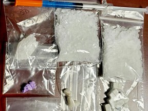 OPP seized drugs and items used for trafficking in a bust in Prescott on Wednesday night. (SUBMITTED PHOTO)