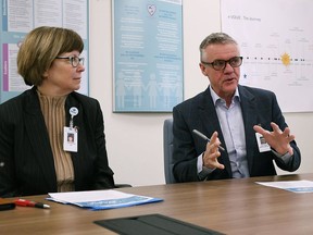 Lori Marshall, president and CEO of Chatham-Kent Health Alliance, and Greg Aarssen, chair of the Health Alliance's board board of directors, in a file photo from January 2020. Tom Morrison/Chatham This Week