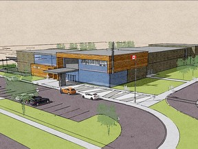 Shown is a proposed design from VG Architects for the new Catholic elementary school planned for south Chatham. (Handout)