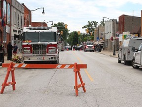Some final details were being taken care of before Erie Street North in Wheatley was reopened Saturday afternoon after being shut down more than two weeks after a toxic gas leak was discovered on June 2. (Ellwood Shreve Photo/Chatham Daily News)
