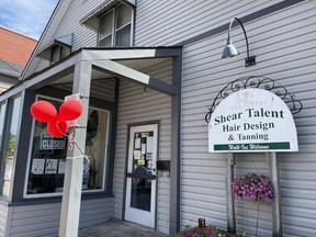 Joining hundreds of hairdressers across Ontario Shear Talent Hair Design and Tanning joins the protest to lobby the provincial government to allow salons to reopen. Kathleen Smith