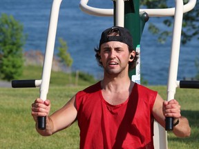 Mik Brisebois was having a workout at the Rotary Outdoor Gym in Lamoureux Park on a warm Friday afternoon. It'll get much hotter, over the next several days. Photo on Friday, June 4, 2021, in Cornwall, Ont. Todd Hambleton/Cornwall Standard-Freeholder/Postmedia Network