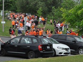 Hundreds gathered on Saturday June 5, 2021 in Cornwall, Ont. in order to commemorate the discovery of the remains of 215 children in Kamloops, B.C., in late May. Francis Racine/Cornwall Standard-Freeholder/Postmedia Network