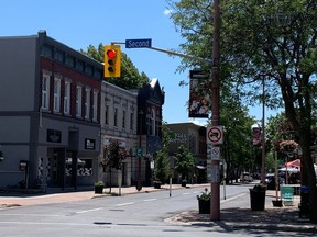 Pitt Street in downtown Cornwall, looking south from Second Street. Photo taken on Wednesday June 16, 2021 in Cornwall, Ont. Francis Racine/Cornwall Standard-Freeholder/Postmedia Network