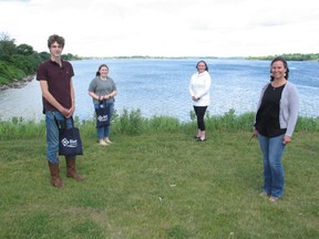 From left are La Citadelle students Llyr Harris and Abigail Alguire, with the River Institute's Jennifer Lauzon and Leigh McGaughey. Photo on Wednesday, June 16, 2021, in Cornwall, Ont. Todd Hambleton/Cornwall Standard-Freeholder/Postmedia Network