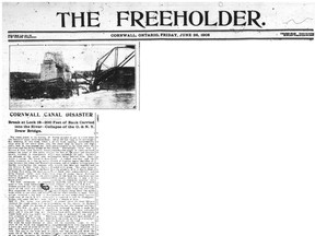 Front page of the Cornwall Freeholder, June 26, 1908.