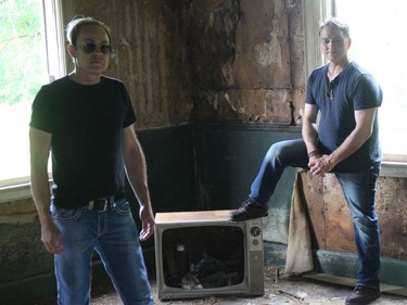 John McIntosh (left) and Pete Nichol, during the photo session before the video shoot. Photo on Saturday, June 26, 2021, in Summerstown, Ont. Todd Hambleton/Cornwall Standard-Freeholder/Postmedia Network