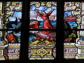Stained glass window in Gamla Stan in Stockholm, depicting Jonah and the whale, created before 1900.

Not Released