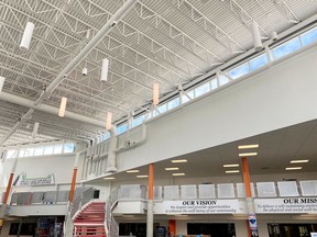 New LED lighting being installed at the SLS Family Sports Centre should amount to savings of tens of thousands of dollars each year. Patrick Gibson/Cochrane Times