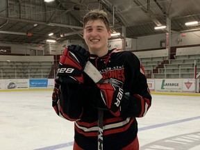 Chatham-Kent Cyclones forward Brayden DeGelas of Blenheim, Ont., is a 2021 OHL draft pick of the Sarnia Sting. (Contributed Photo)