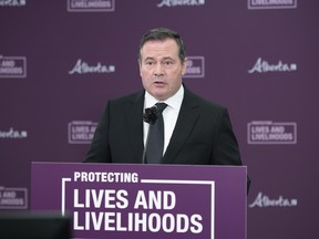 Premier Jason Kenney provided, from Edmonton on Monday, April 12, 2021. The Alberta government is offering $8 million worth of grants for First Nations and Metis communities to do research into unmarked burial sites and undocumented deaths at residential schools in Alberta