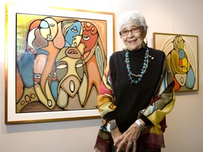 Respected Indigenous artist Daphne Odjig at an exhibit in Toronto in October 2008.