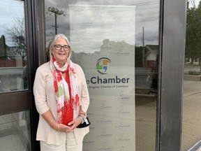 Karen Cross, CEO for the Greater Kingston Chamber of Commerce, pictured outside the chamber offices on Tue,, June 22, is calling on the provincial government to provide more clarity to businesses regarding the provincial reopening.  Brigid Goulem/The Kingston Whig-Standard/Postmedia Network