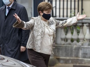 LONDON, ENGLAND - JUNE 04: Managing director of the International Monetary Fund (IMF) Kristalina Georgieva arrive to attend the G7 finance ministers meeting on June 4, 2021 in London, England. The issue of a US-proposed global minimum corporation tax rate loomed over the two-day meeting of finance and economic officials from the G7 nations, ahead of next week's G7 Summit.