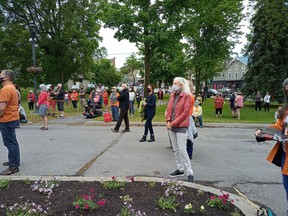 At 2:15 p.m. on June 3, people of all ages and from all walks of life gathered in GananoqueÕs Town Park to pay their respects to the memory of 215 children found in unmarked graves outside the Kamloops Residential School. Attendees wore masks and remained properly socially distanced throughout the event.  Supplied by Janet Gaylord