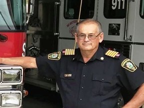 Platoon Chief Richard Pilon of the Gananoque Fire Department retired from the force on June 2 after 40 years of service.  supplied by Andrew Kent