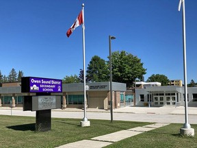 Owen Sound District Secondary School is seen in this file photo. The province has said students will not return to in class learning during this school year, to the disappointment of local school officials and some parents. (files)