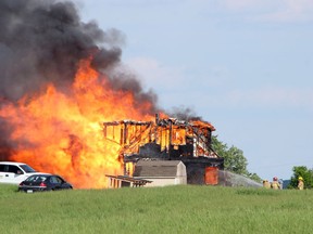 Firefighters from the Whitewater Region Fire Department battled an intense blaze at a home on Cornerview Road near Cobden June 2. The two-storey home and attached garage were a total loss with an estimated loss of $1 million. A family was displaced as a result of the fire and is being assisted by the Canadian Red Cross.