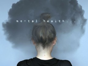Girl with dark cloud on your head and text. Mental health care concept. Anxiety problem. Sad expression. Asian woman. Great design for any purposes. Stock photography.

Model Released (MR)