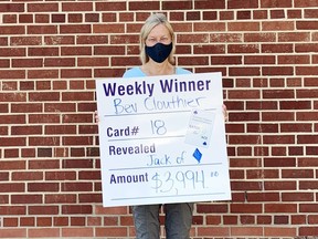 Bev Clouthier was the lucky winner of the Week 16 draw in the Pembroke Regional Hospital Foundation Catch the Ace online progressive lottery, taking home $3,994.