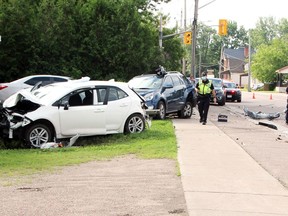 These are two of the five vehicles involved in a collision around 8:30 a.m. June 28 on Pembroke Street West near the intersection of Forced Road. They received extensive damage, both drivers sustained minor injuries and were transported to hospital by paramedics.