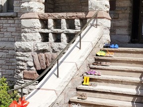 Residents in St. Marys have started a memorial on the steps of town hall in honour of the 215 children recently found buried on the site of the former Kamloops Indian Residential School in B.C. (Contributed photo)