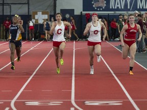 With only a few events in a shortened schedule, St. Marys' Brooke Overholt (second from left) set new standards at Cornell and made it to the NCAA Outdoor Track and Field Championships, where she was named a Second Team All-American after finishing 15th of 24 runners in the 400-metre hurdles event.