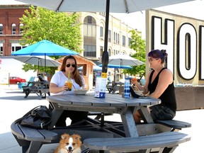 Stratford's Al Fresco outdoor dining initiative has returned for a third year with picnic tables in Market Square, on Tom Patterson Island and in parkland along the south shore of Lake Victoria where people can enjoy takeout and alcoholic beverages from participating local restaurants. Galen Simmons/Beacon Herald file photo