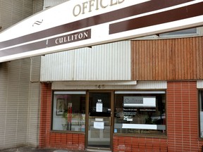 The offices of Culliton Law on Ontario Street in Stratford remain closed after lawyer Gerald Culliton had his law licence suspended for failing to co-operate with a Law Society of Ontario investigation into the alleged misappropriation of funds held in trust on behalf of his former clients. (Galen Simmons/The Beacon Herald)