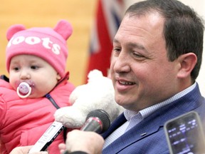 Mayor Christian Provenzano, holding his daughter Chloe in October 2018, is encouraging Sault Ste. Marie residents to support Every Breakfast Counts. BRIAN KELLY
