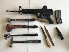 Weapons seized recently when a man was arrested near Kettle and Stony Point First Nation.