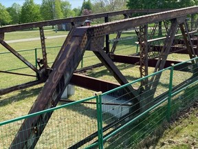 The Cull Drain Bridge trusses in Mike Weir Park. (City of Sarnia photo)