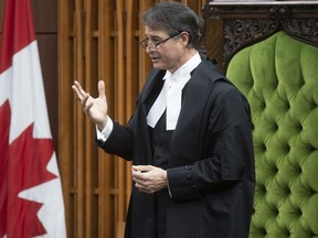 Speaker of the House of Commons Anthony Rota rises in the House of Commons, Wednesday, May 13, 2020 in Ottawa.