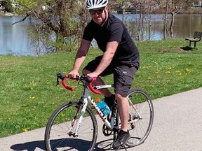 Chris Kindy of Simcoe aims to raise $10,000 in the Canadian Mental Health Association's Ride Don't Hide campaign.