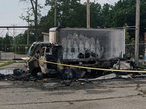 A recreational vehicle was destroyed and another vehicle suffered extensive damage in a fire on Head Street North in Simcoe on Tuesday afternoon.