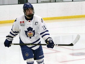 Toronto U16 Marlboros centre Angus MacDonell is the Sarnia Sting's first-round pick in the 2021 Ontario Hockey League priority selection. (Contributed Photo)
