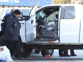 The Special Investigation Unit and the Greater Sudbury Police on the scene of an incident at the Esso gas station on Regent Street on April 11, 2019. Quinn Campbell was shot by police the night before. John Lappa/Sudbury Star