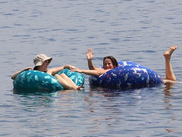 Greater Sudburians found many different ways of keeping cool on Tuesday, including floating on inflatable tubes. Environment Canada said Greater Sudbury can expect sunny skies on Wednesday with a high of 27 C.