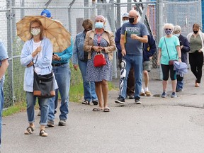 A COVID-19 vaccination walk-in clinic was held at Carmichael Arena in Sudbury, Ont. on Monday June 14, 2021. More clinics are planned for next week. John Lappa/Sudbury Star/Postmedia Network