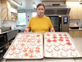 Event co-ordinator Linda Russell displays cookies that will be included in the Ukrainian Seniors' Centre Canada Day meal offered curbside at the centre in Sudbury, Ont. on July 1, 2021. The hot luncheon is $12 and includes pyrohy, cabbage rolls, oven roasted chicken and dessert. Fresh pyrohy and cabbage rolls can be purchased for $10. Orders must be placed by June 29 by calling 705-673-7404. Curbside pickup is from 11 a.m. to 3 p.m. on Canada Day. John Lappa/Sudbury Star/Postmedia Network