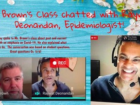 Epidemiologist Dr. Raywat Deonandan, who is a popular COVID-19 commentator on CTV, was one of the guests who spoke to the Grade 5/6 class at Redwood Acres Public School. Supplied