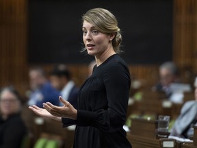 Melanie Joly, the minister of Economic Development and Official Languages, rises during Question Period in the House of Commons on Parliament Hill in Ottawa on October 1, 2020. She told a committee this week she didn't know how bad Laurentian University's financial problems were until it said it was insolvent in February.