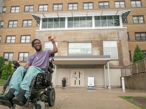 Dan Edwards in front of Bluewater Health's new 600-square-foot patio for patients of the hospital's mental health unit. Handout/Sarnia This Week