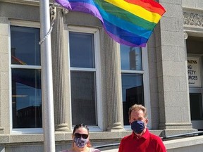 Timmins Mayor George Pirie raised the multi-coloured Pride flag at city hall and proclaimed June as Pride Month on Wednesday. He was joined by Jolene Martin, a board member with Fierté Timmins Pride.

Supplied