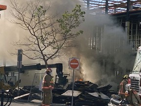 A large fire broke out at the construction site of the Indwell supportive housing project in downtown Simcoe on June 17. No injuries were reported. Indwell does not suspect the fire will unduly delay plans to open the 50-unit apartment building in early 2022. Kim Novak/Postmedia Network