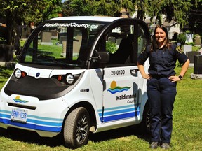 Get ready to see more "low-speed vehicles" on the road in urban areas of Norfolk County. Norfolk council has given the green light for low-speed vehicles, following the lead of Haldimand County. Haldimand bylaw enforcement summer student Alyssa Martino demonstrated this model in Caledonia on June 17. Monte Sonnenberg/Postmedia Network